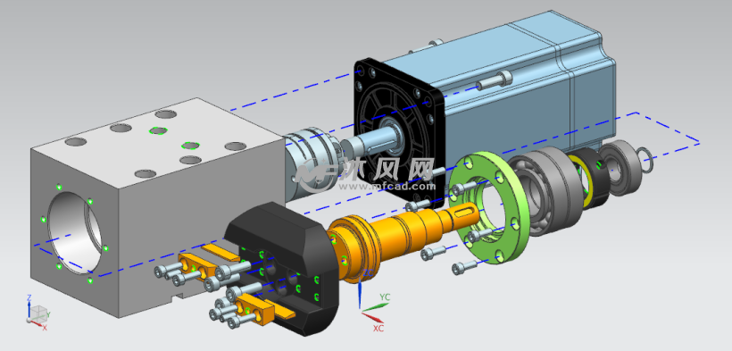 車銑復(fù)合伺服動力頭 UG機械設(shè)備模型下載與沐風(fēng)圖紙解析